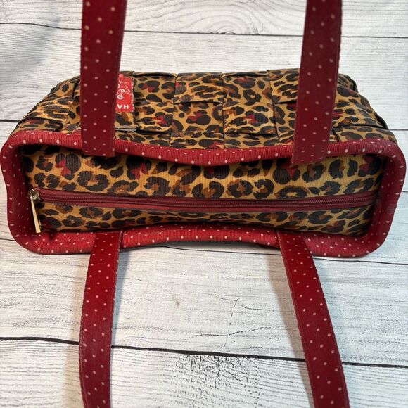 Harveys Seatbelt Bag Disney Couture Red Brown Leopard Minnie Mouse Satchel Purse - Picture 3 of 8